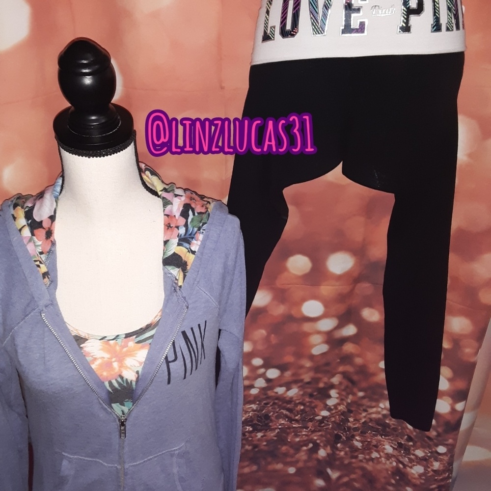 PINK VICTORIA SECRET SZS FULL ZIP, EUC